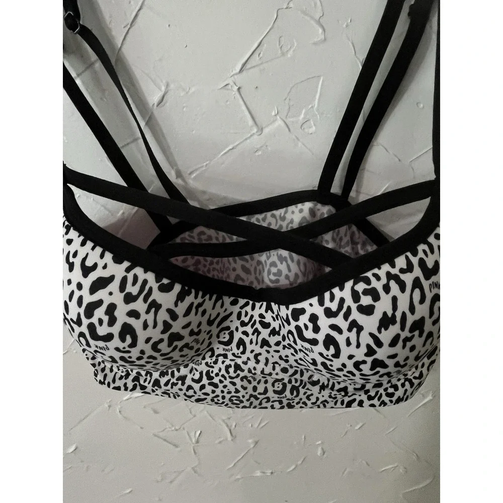 Victoria's Secret PINK Push Up Bralette Women's Large Black White‎ Animal Print